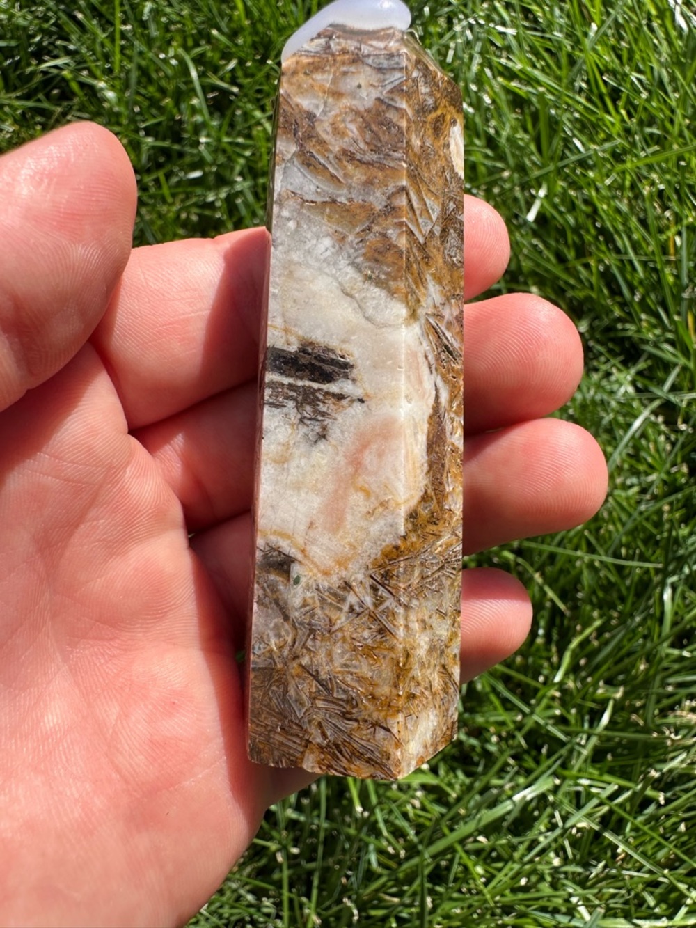 Polished Brown & White Mexican Agate Point